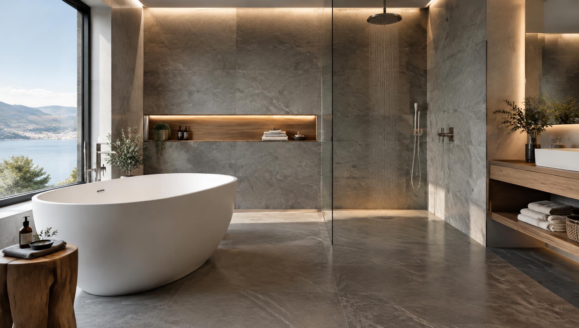 Bad mit Walk-in-Dusche nach der Renovierung